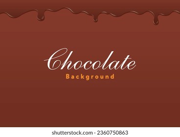 Illustration of delicious melted chocolate on brown background.