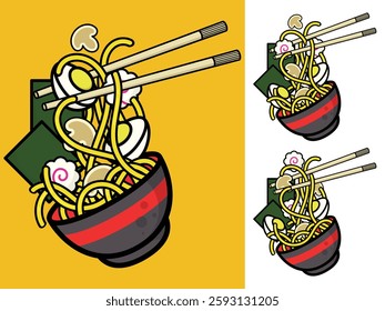 Illustration of delicious ramen vector, eps 10, editable.