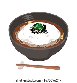 Illustration of delicious toro soba with grated yam