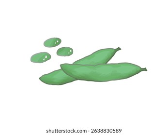Uma ilustração de deliciosos feijões de edamame com vagem
