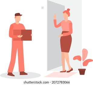 Illustration of delivering groceries and things to the door of your home