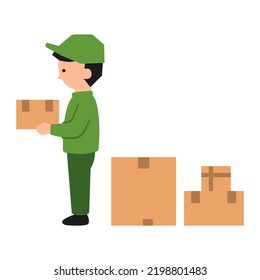 Ilustración del vándalo con cajas detrás.