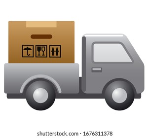 illustration of the delivery car with packaging icon