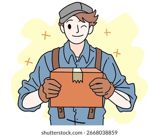 Ilustración de un mensajero de entrega en el trabajo, archivo de Vector, diseño fresco y único, perfecto para sus necesidades de diseño
