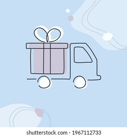 Ilustración de una máquina de entrega con un regalo o un paquete.