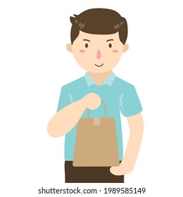 illustration delivery man holding bag