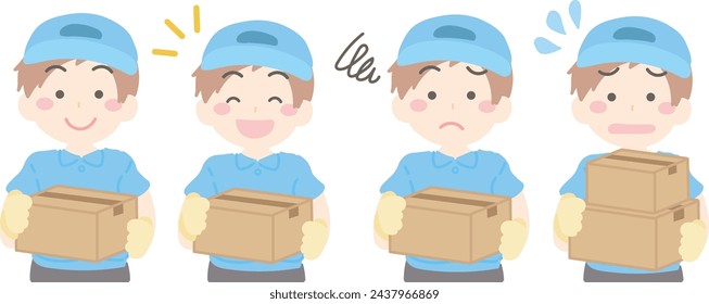 Illustration of a delivery man holding a cardboard box 2