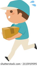 Illustration Delivery Person Man Running Cardboard Stock Vector ...