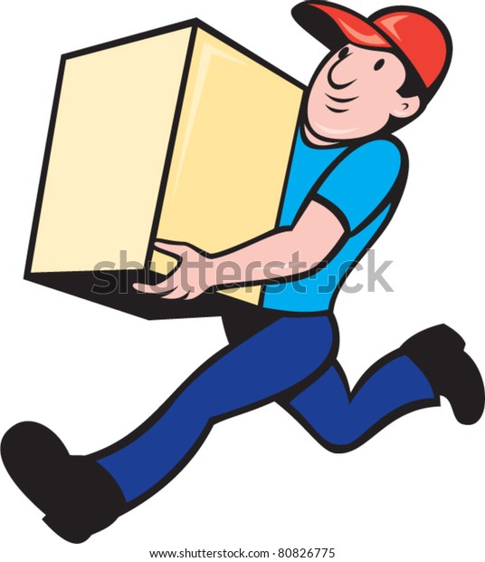 Illustration Delivery Person Worker Running Delivering Stock Vector ...