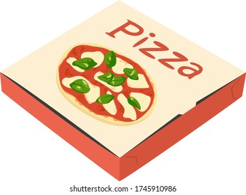 Illustration of a delivery pizza box.