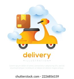 Illustration of delivery with Vespa. Package delivery