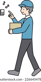 Illustration of a deliveryman ringing a chime