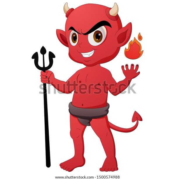 Illustration Demon Cartoon Characters Standing Pitchforks Stock Vector ...