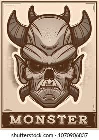 An illustration of a demon on a poster.
