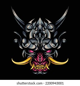 illustration of a demon oni mask 