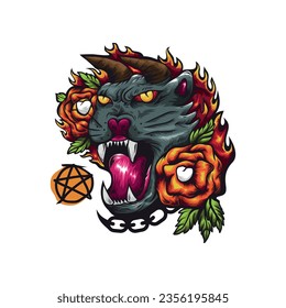 illustration demon with tiger concept design