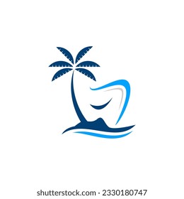 Illustration of Dental Clinic beach Logo Design Dentist Logo Tooth scaling abstract Linear Dentist stomatology Dental care