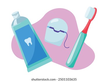 illustration of dental hygiene elements