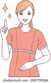 Illustration Of A Dental Hygienist Pointing A Finger.