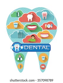 Illustration of dental icons set 