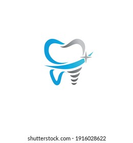 Illustration of a dental implant. Logo for a dental clinic
