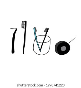 illustration of dental kit set