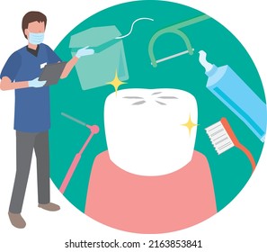 Illustration of a dentist explaining dental care