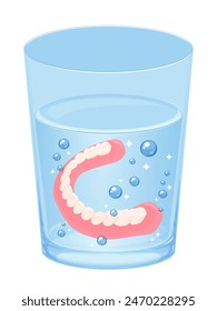 Illustration of dentures being cleaned