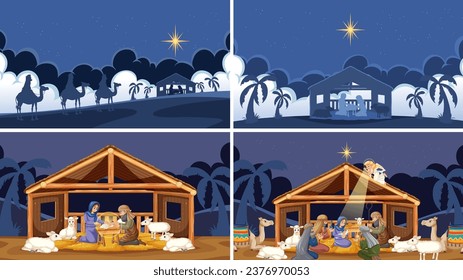 Illustration depicting the biblical story of Jesus' birth