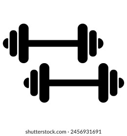 Illustration depicting black dumbbells for sports on a white background