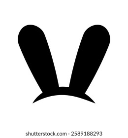 
Illustration depicting a black icon of bunny ears, for the holiday of Easter, on a white background