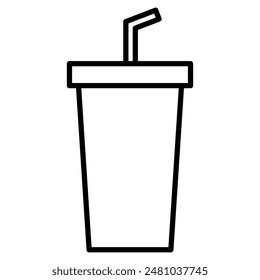 
Illustration depicting a black icon of a glass of juice on a white background. Fast food