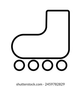 Illustration depicting a black icon of roller skates on a white background