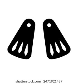 
Illustration depicting a black icon of scuba diving fins on a white background