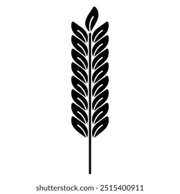 
Illustration depicting a black icon of a spike of wheat on a white background