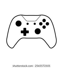 
An illustration depicting a black joystick icon for computer games, on a white background.