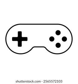 
An illustration depicting a black joystick icon for computer games, on a white background.