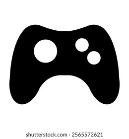 An illustration depicting a black joystick icon for computer games, on a white background.