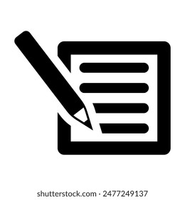 Illustration depicting a black pencil and notepad on a white background