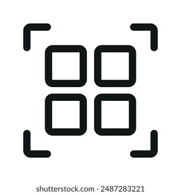 Ilustración que representa un icono de código qr negro sobre un fondo blanco