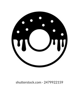 
Illustration depicting a black sweet donut icon on a white background