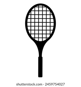 
Illustration depicting a black tennis racket icon on a white background