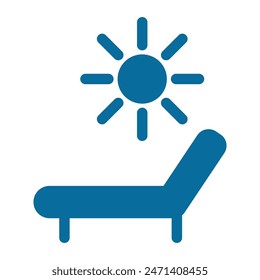  Illustration depicting a blue beach lounger icon on a white background