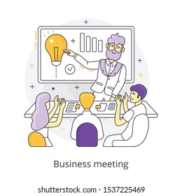 Illustration depicting a business meeting. Discussion ideas