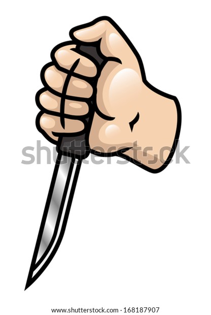 Illustration Depicting Cartoon Hand Holding Knife Stock Vector (Royalty