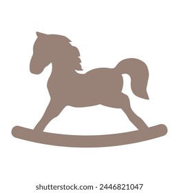 
Illustration depicting a children's brown rocking horse on a white background. Toys for babies