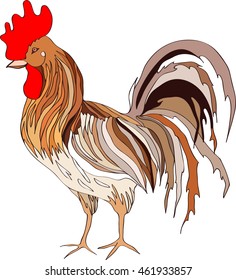 illustration depicting a colored rooster. Vector