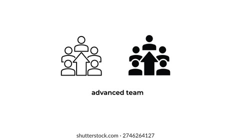 Illustration depicting a comparison between a basic team and an advanced team structure.