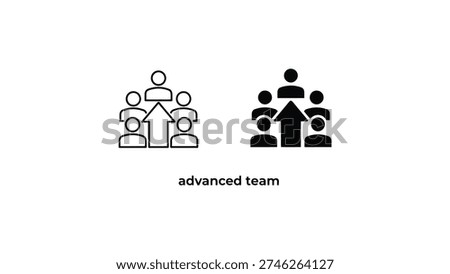 Illustration depicting a comparison between a basic team and an advanced team structure.