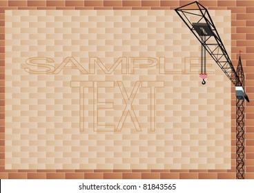 Illustration depicting a construction crane in front of a brick wall